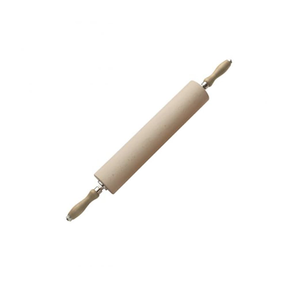 Matfer Bourgeat 140126 15 3/4" Rolling Pin w/ Handles on Ball Bearings, Beechwood/Stainless Steel Mounting