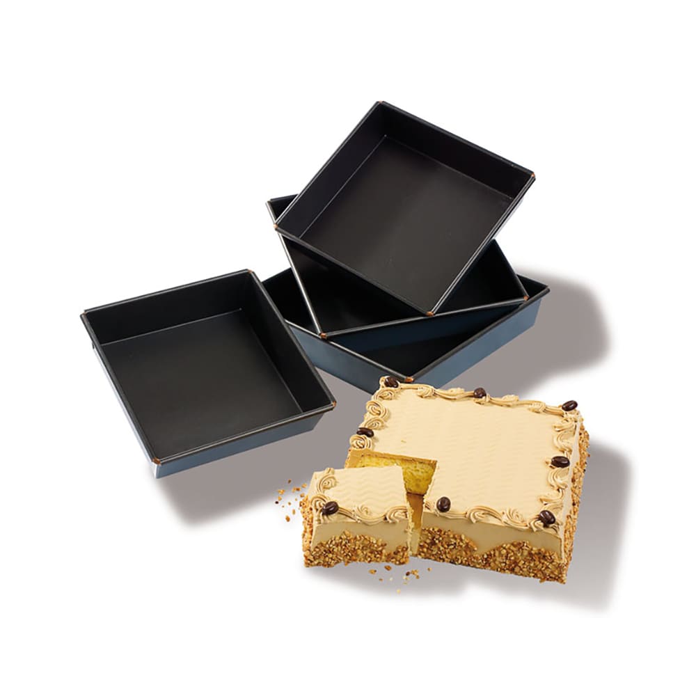 Matfer Bourgeat 331664 Exopan® 7 3/4" Square Cake Pan - 2"H, Non-Stick, Stainless Steel