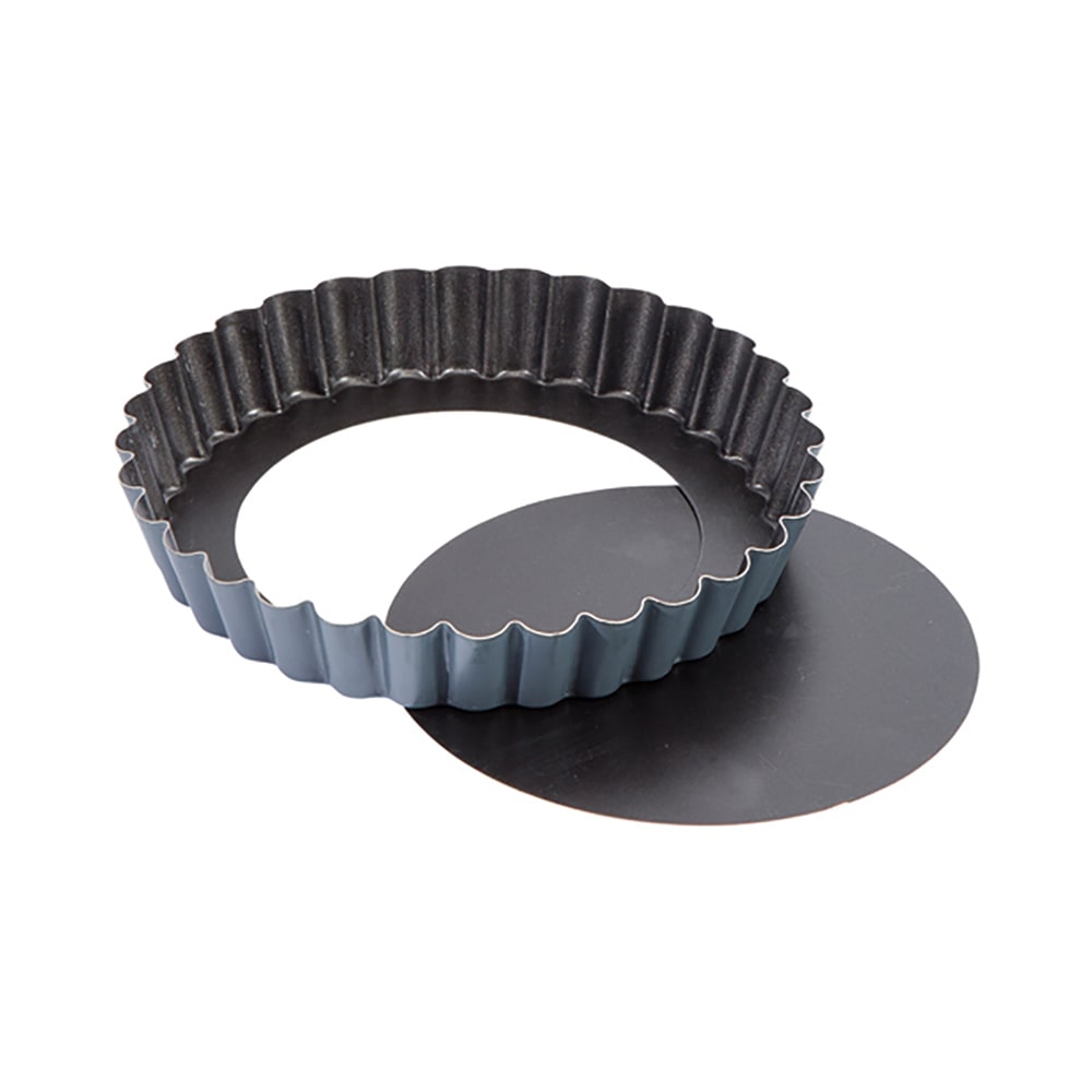 Matfer Bourgeat 331683 Exopan® 9" Round Fluted Tartlet Mold w/ Removable Bottom - Non-Stick, Steel