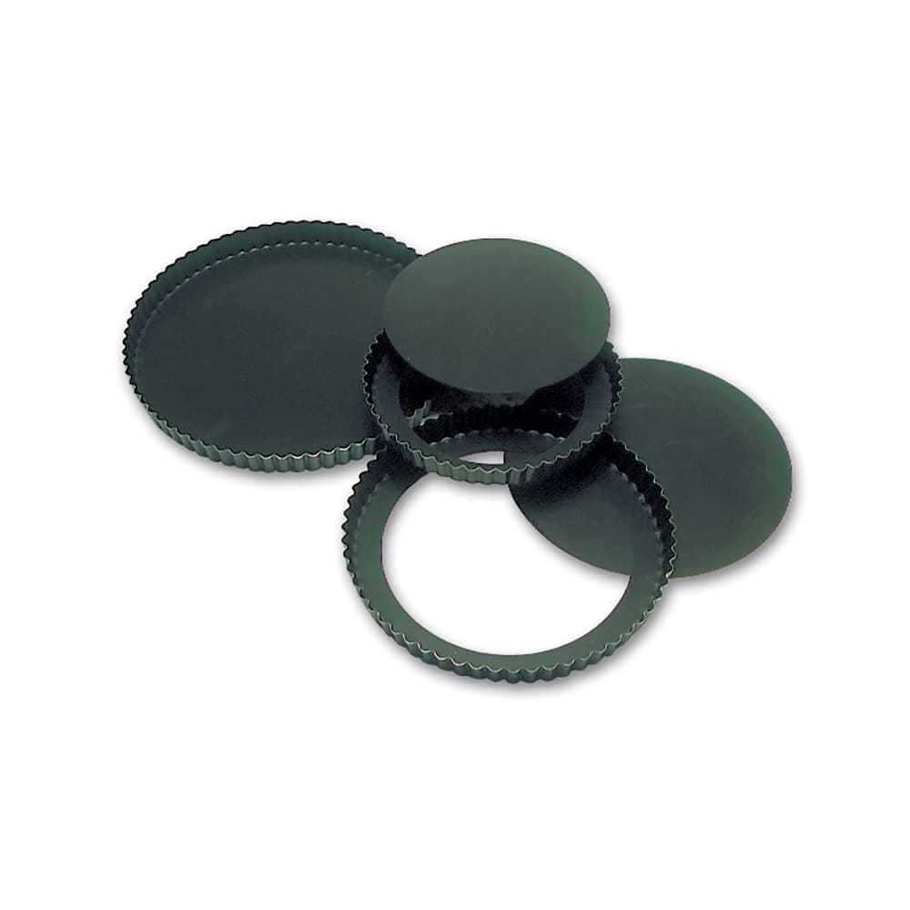 Matfer Bourgeat 332223 Exopan® 7 7/8" Round Fluted Tart Mold w/ Removable Bottom - Non-Stick, Steel