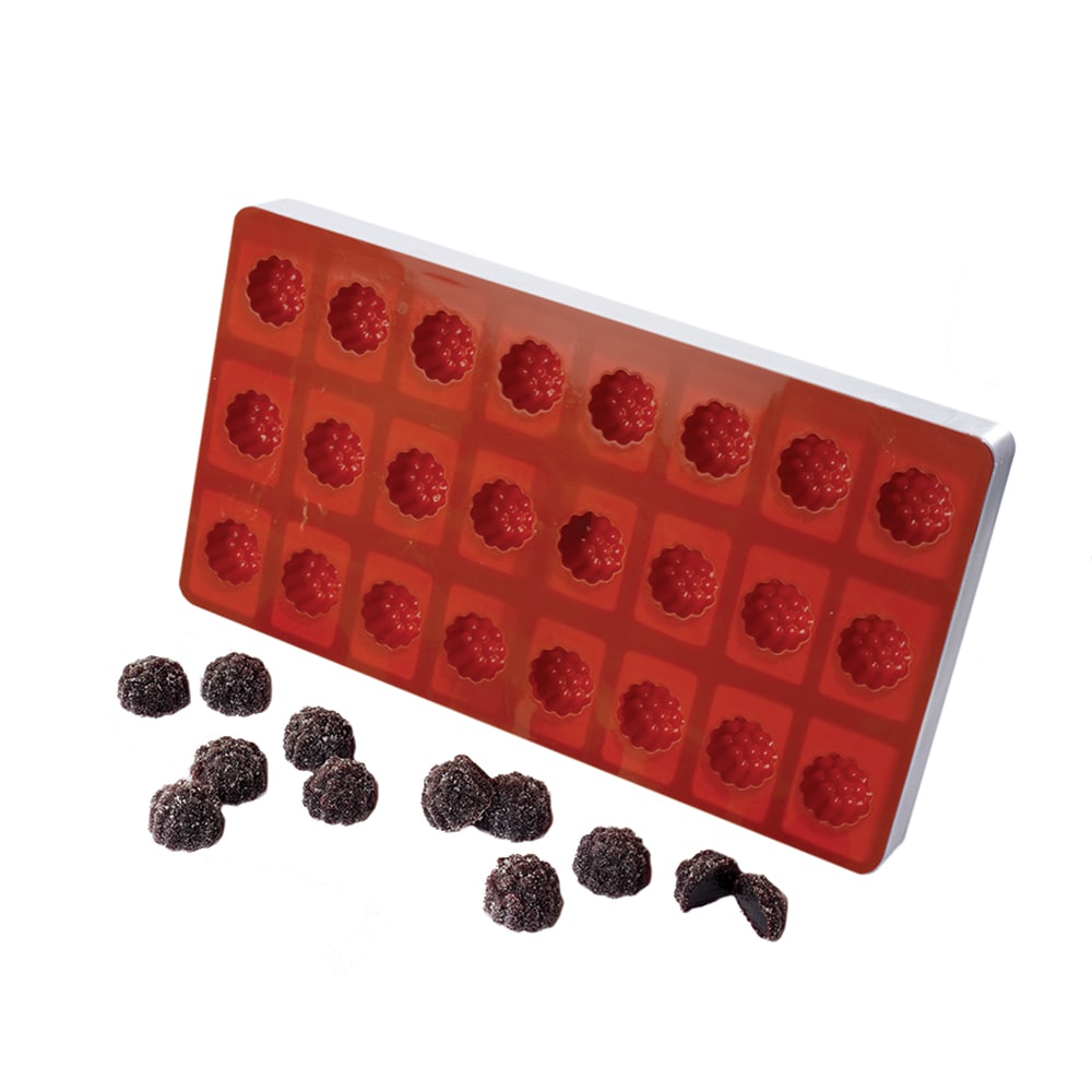 Martellato 339013 Raspberry Fruit Jelly Mold w/ 24 Sections - Silicone, Rigid Base