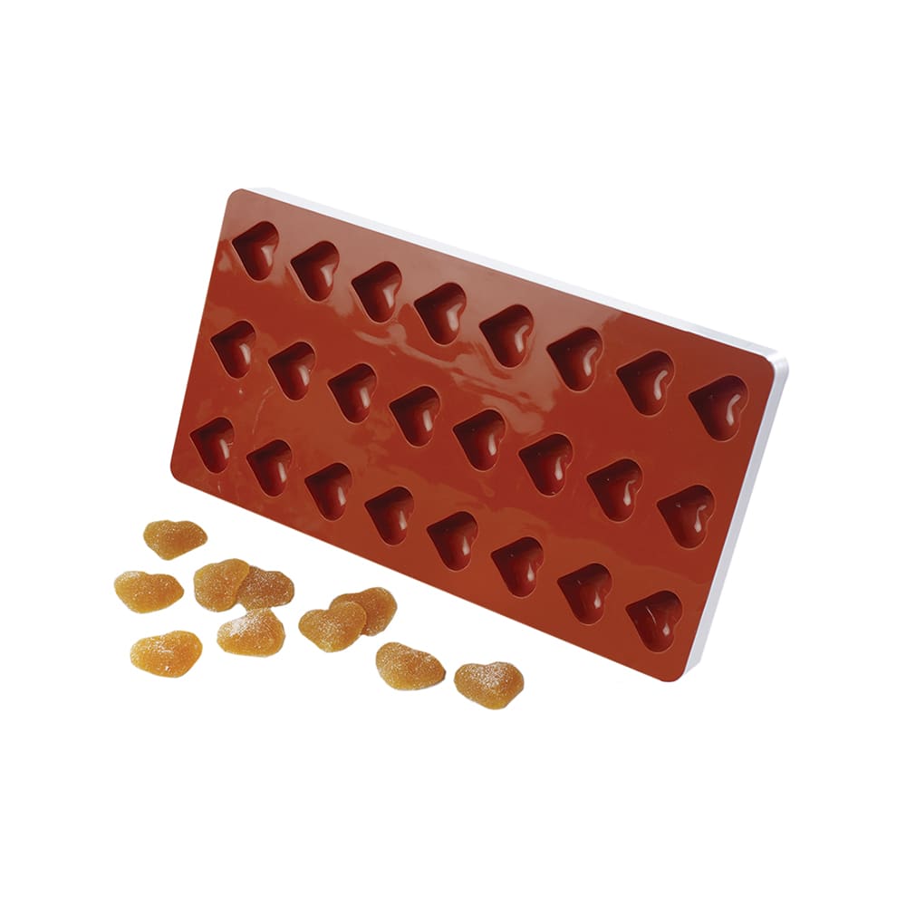 Martellato 339016 Heart Fruit Jelly Mold w/ 24 Sections - Silicone, Rigid Base