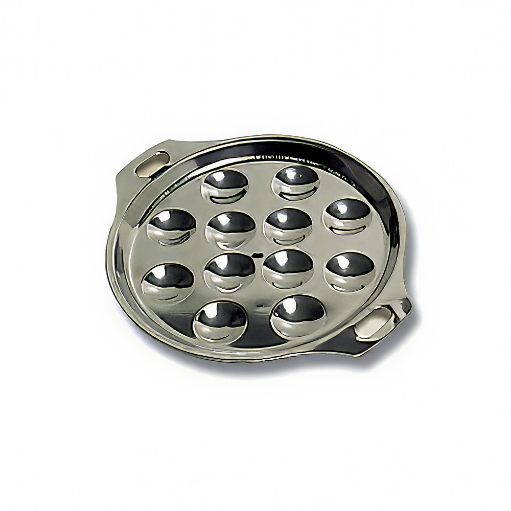Matfer Bourgeat 613281 6 1/4" Round Escargot Plate - 12 Holes, Stainless Steel