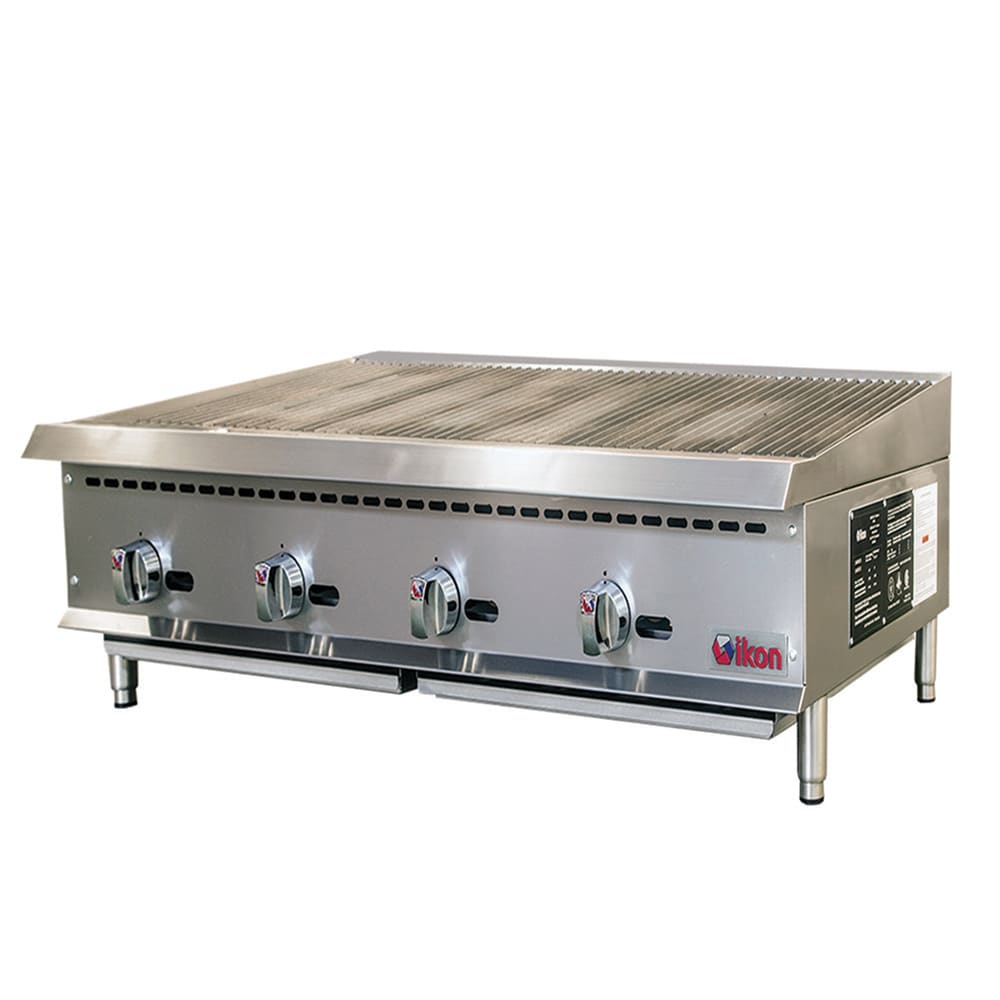 IKON IRB-48 48" Countertop Gas Charbroiler w/ Cast Iron Grates, Liquid Propane