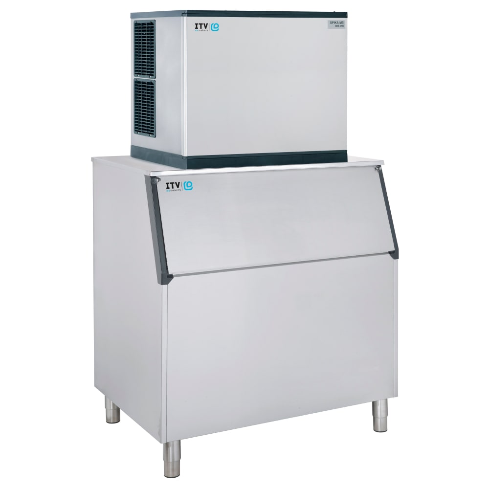 ITV Ice Makers 970 lb Spika Full/Half Cube ice Machine w/ Bin - 860 lb Storage, Air Cooled, 208-230v (SPIKA MS 1000/S-900)
