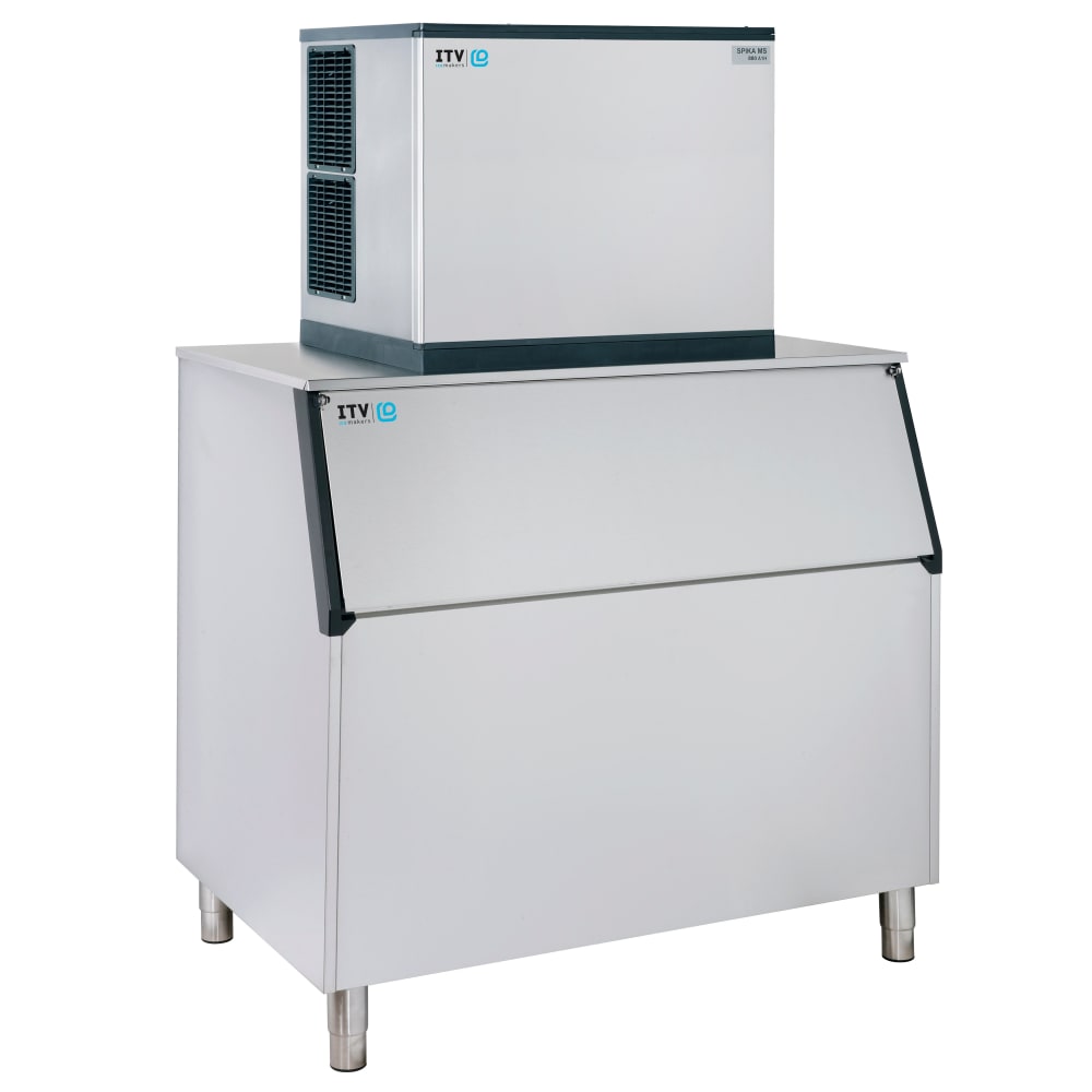 ITV Ice Makers 974 lb Spika Full/Half Cube Ice Machine w/ Bin - 1048 lb Storage, Water Cooled, 208-230v (SPIKA MS 1000/S-1050)