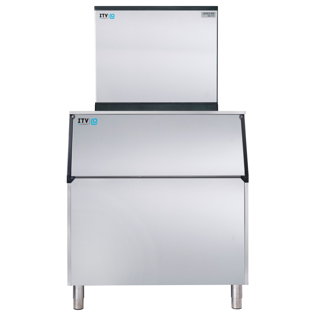 ITV Ice Makers 974 lb Spika Full/Half Cube Ice Machine w/ Bin - 750 lb Storage, Water Cooled, 208-230v (SPIKA MS 1000/S-750)