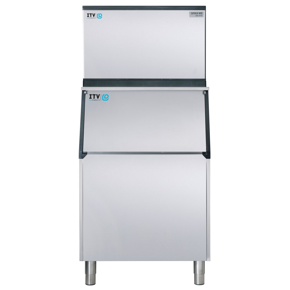 ITV Ice Makers 480 lb Spika Full/Half Cube Ice Machine w/ Bin - 507 lb Storage, Air Cooled, 115v (SPIKA MS 500/S-500)