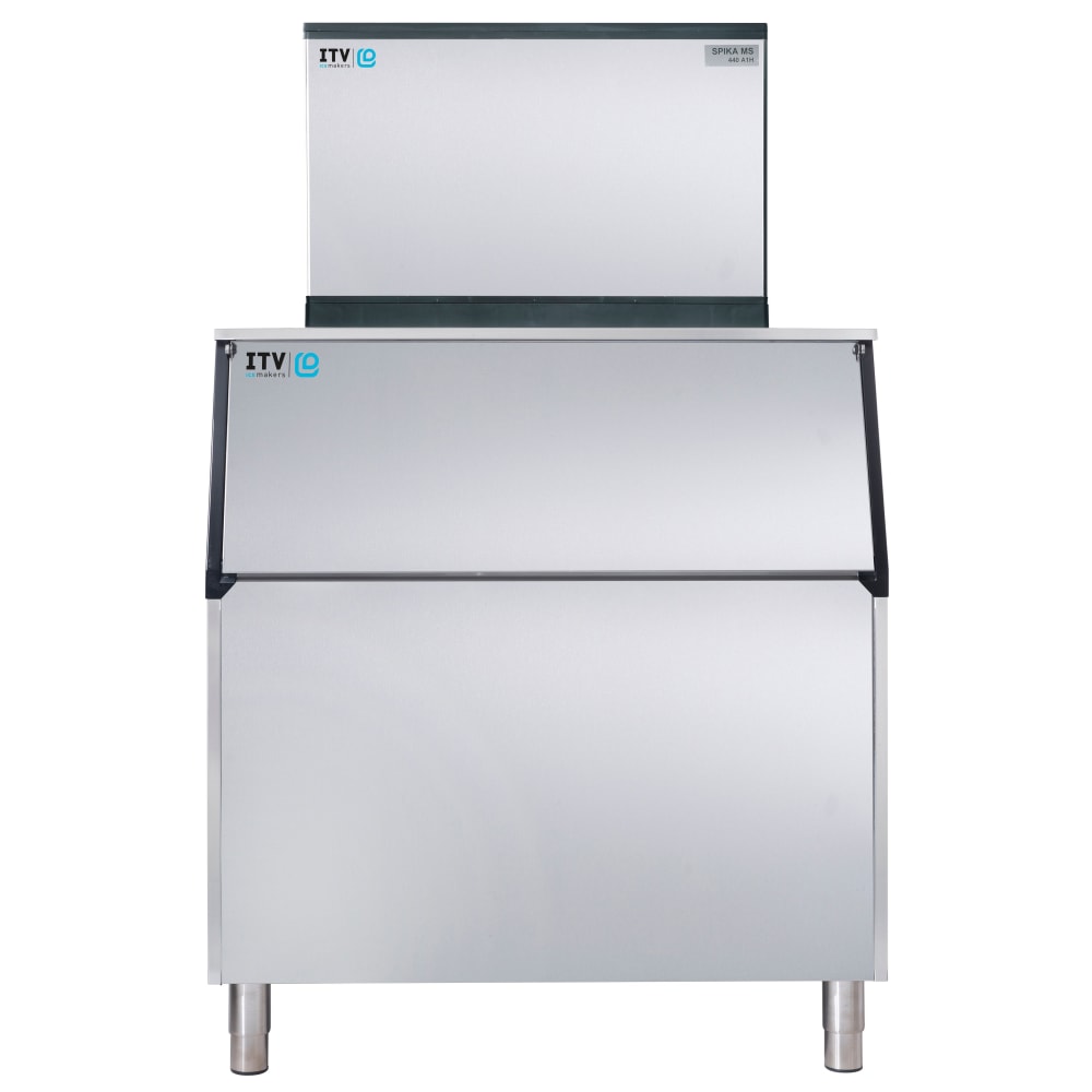 ITV Ice Makers 480 lb Spika Full/Half Cube Ice Machine w/ Bin - 750 lb Storage, Air Cooled, 115v (SPIKA MS 500/S-750)