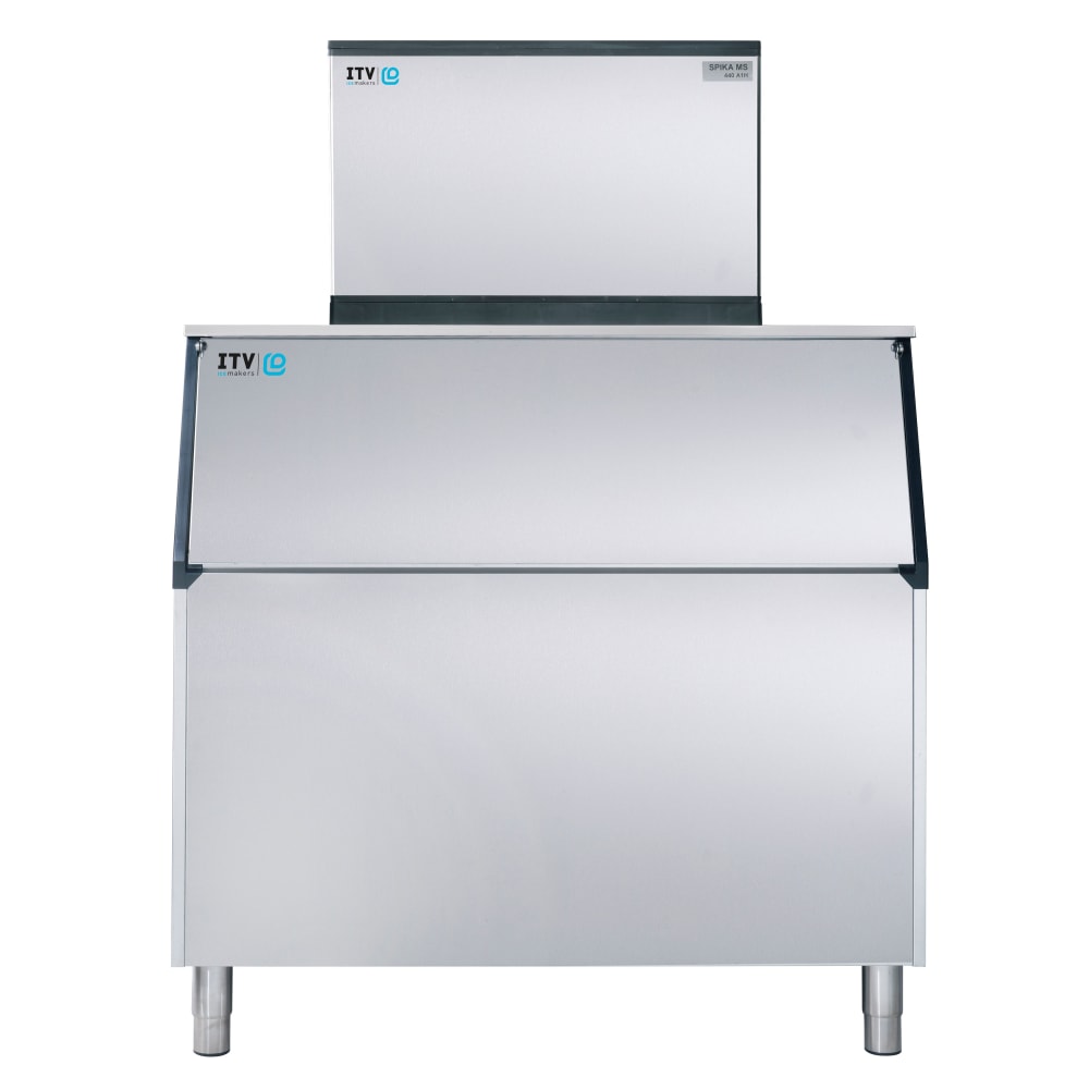 ITV Ice Makers 480 lb Spika Full/Half Cube Ice Machine w/ Bin - 860 lb, Storage, Water Cooled, 115v (SPIKA MS 500/S-900)