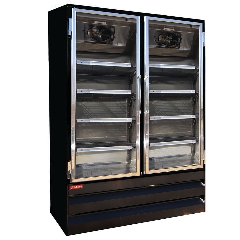 Howard-McCray 52 1/4" Two Section Display Freezer w/ Swing Doors - Bottom Mount Compressor, Black, 115v (GF42BM-B-FF-LED)