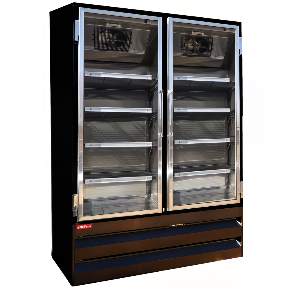 Howard-McCray 52 1/4" Two Section Glass Door Merchandiser - (2) Left/Right Hinge Doors, Black, 115v (GR42BM-B)