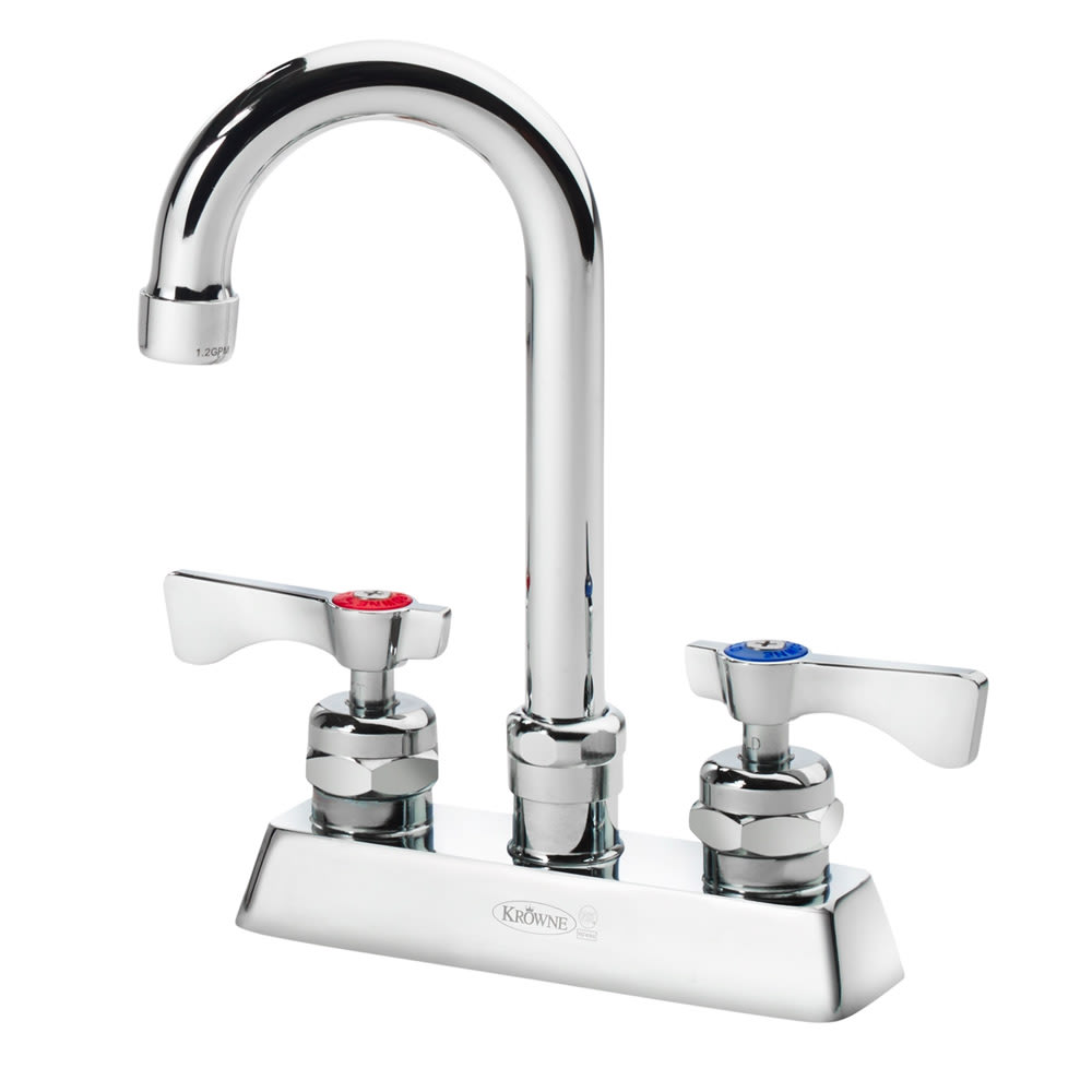 Krowne 15-325L Deck Mount Faucet - 3 1/2" Gooseneck Spout, 4" Centers