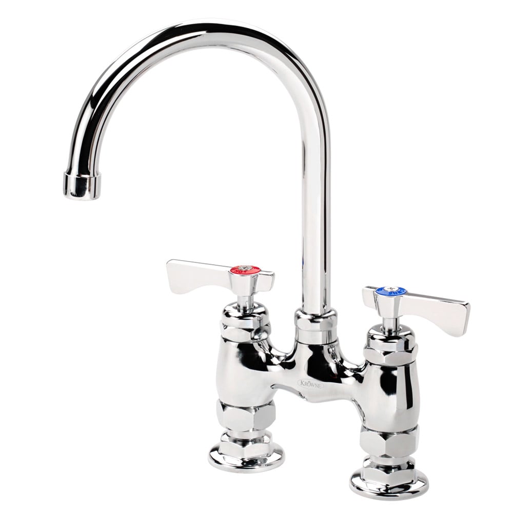 Krowne 15-401L Deck Mount Faucet - 6" Gooseneck Spout, 4" Centers