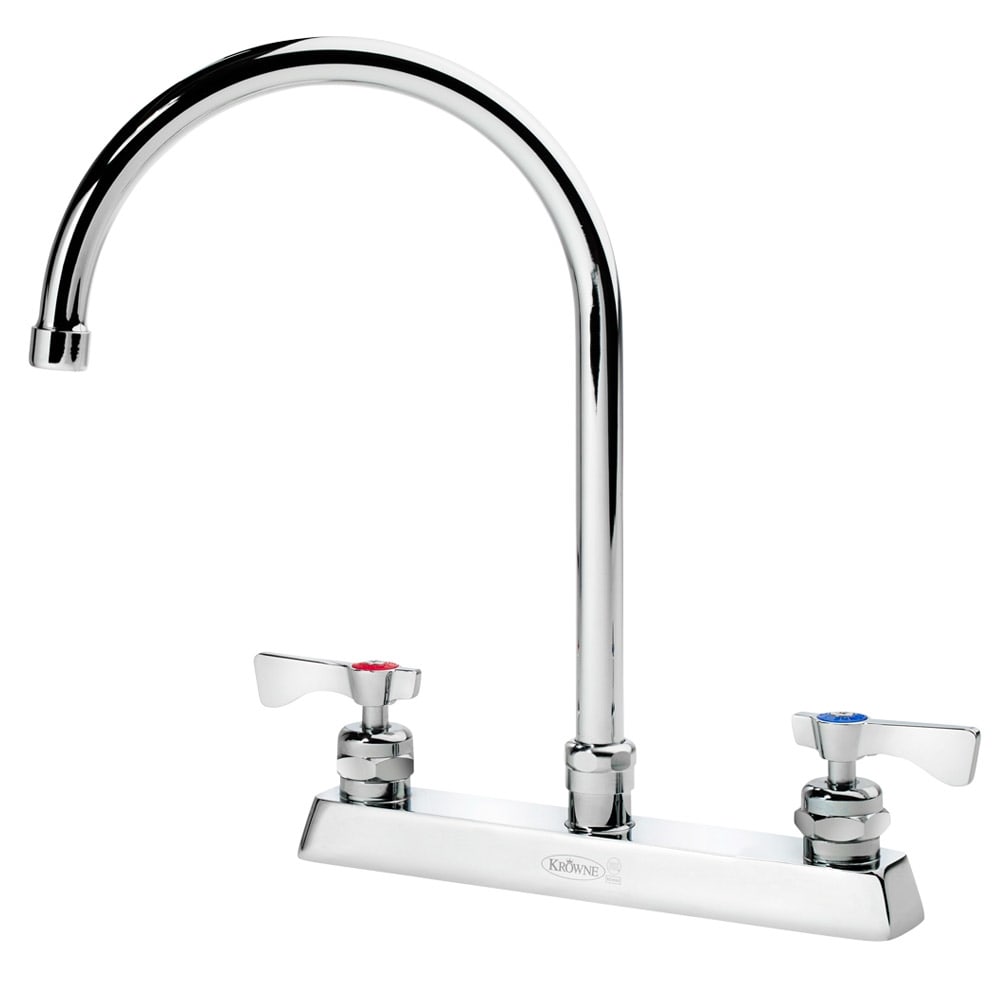 Krowne 15-502L Deck Mount Faucet - 8 1/2" Gooseneck Spout, 8" Centers