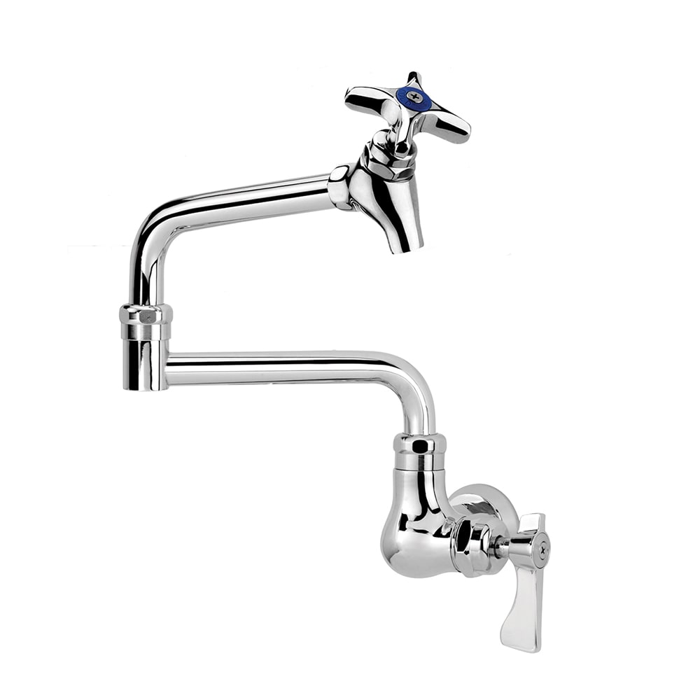 Krowne 16-179L Splash Mount Pot Filler Faucet w/ 12" Double Jointed Swing Nozzle