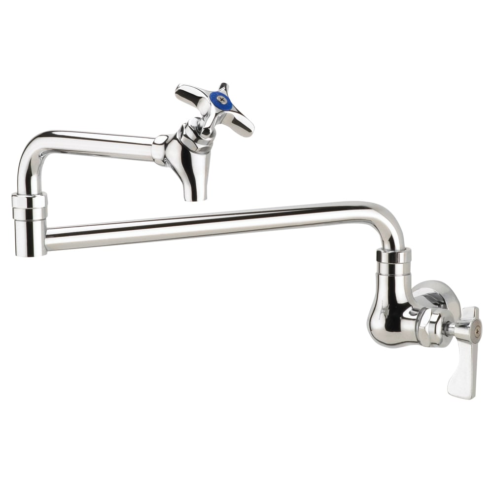 Krowne 16-181L Splash Mount Pot Filler Faucet w/ 18" Double Jointed Swing Nozzle
