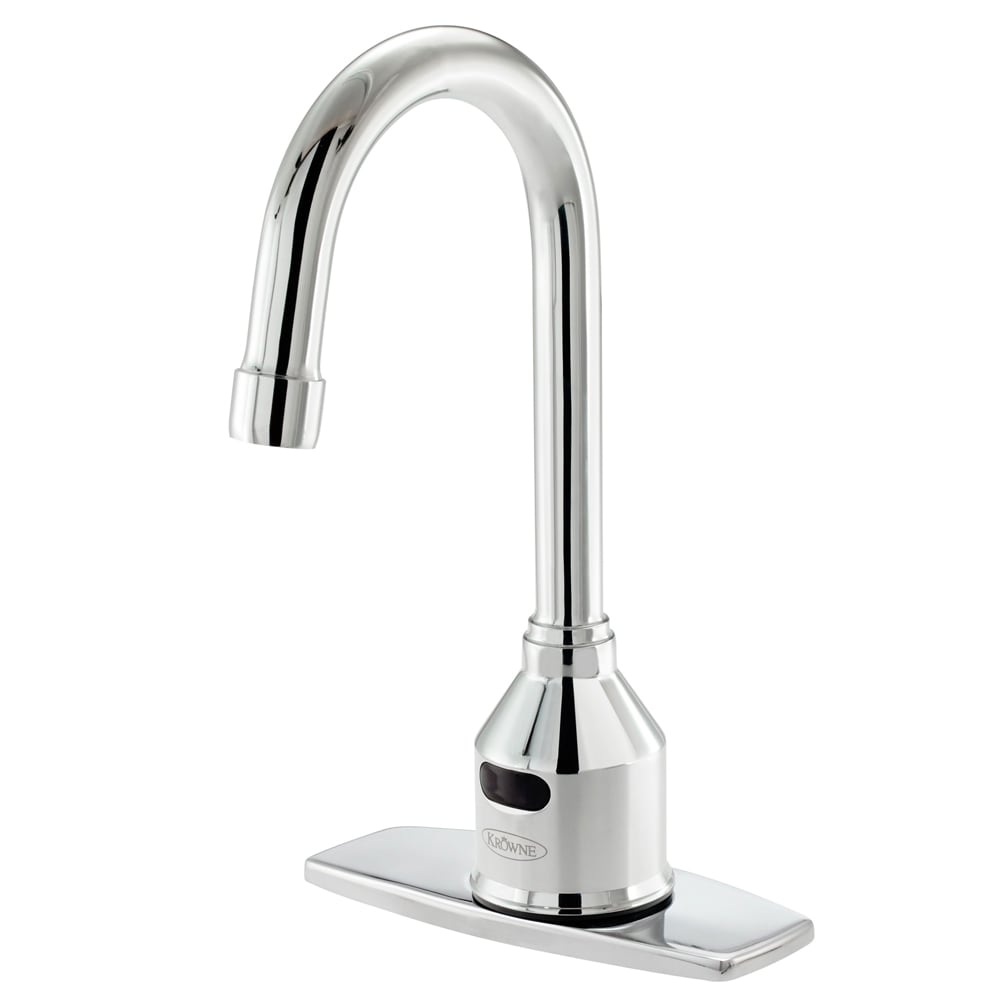 Krowne 16-649P Deck Mount Electronic Faucet - Single Hole, Gooseneck Spout, Battery Operated