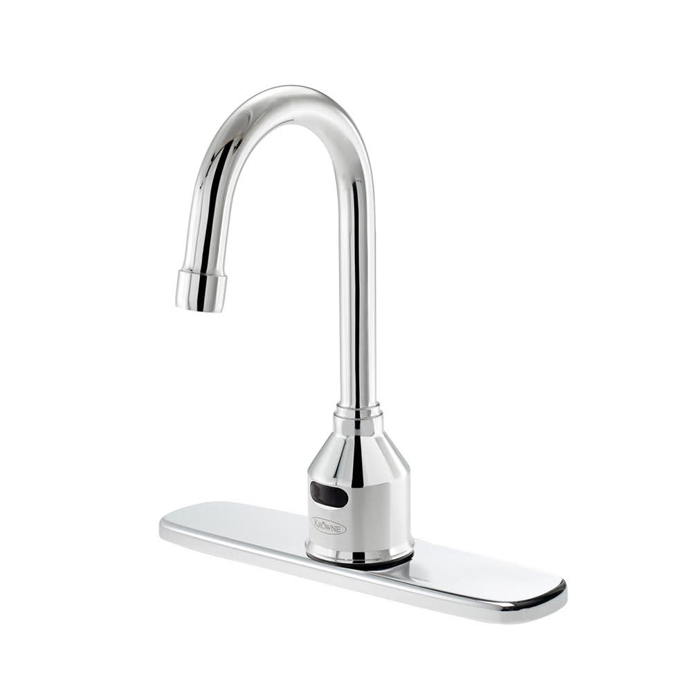Krowne 16-649P8 Deck Mount Electronic Faucet - 8" Centers, Gooseneck Spout, Battery Operated