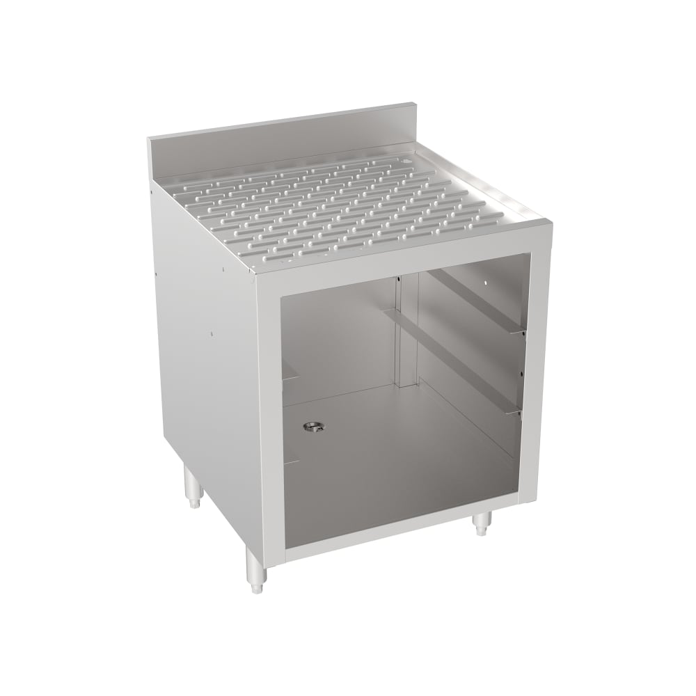 Krowne 18-GSB1 Silver Series Under Bar Glass Storage Unit - Open Base, 3" Back Splash, 24" x 22 1/2"