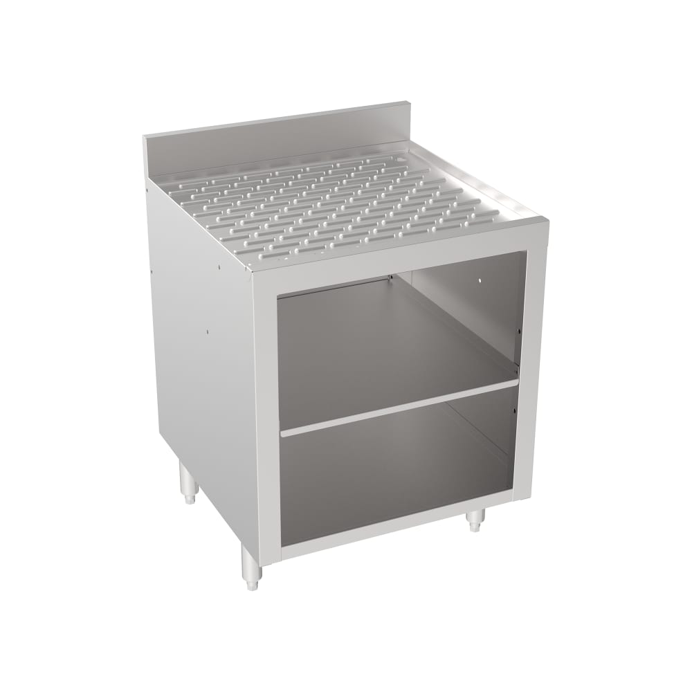 Krowne 18-GSB3 Silver Series Under Bar Glass Storage Unit - Open Base, 3" Back Splash, 24" x 22 1/2"