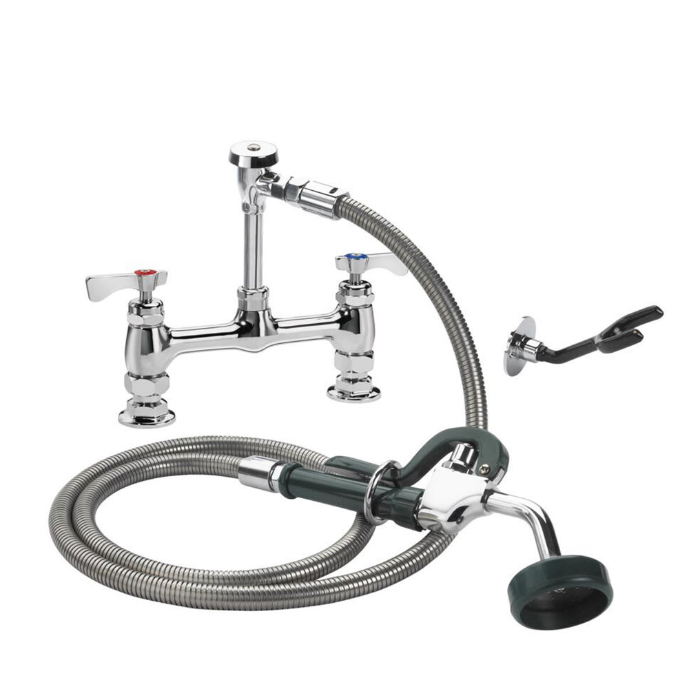 Krowne 19-208L 10 1/2"H Deck Mount Pre Rinse Faucet - 1 3/5 GPM, Base with Nozzle