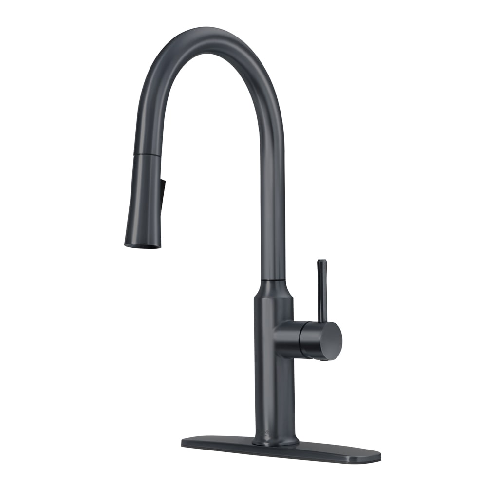 Krowne 19-400B Deck Mount Faucet - 10 1/2" Swivel Gooseneck Spout, Single Hole, Matte Black