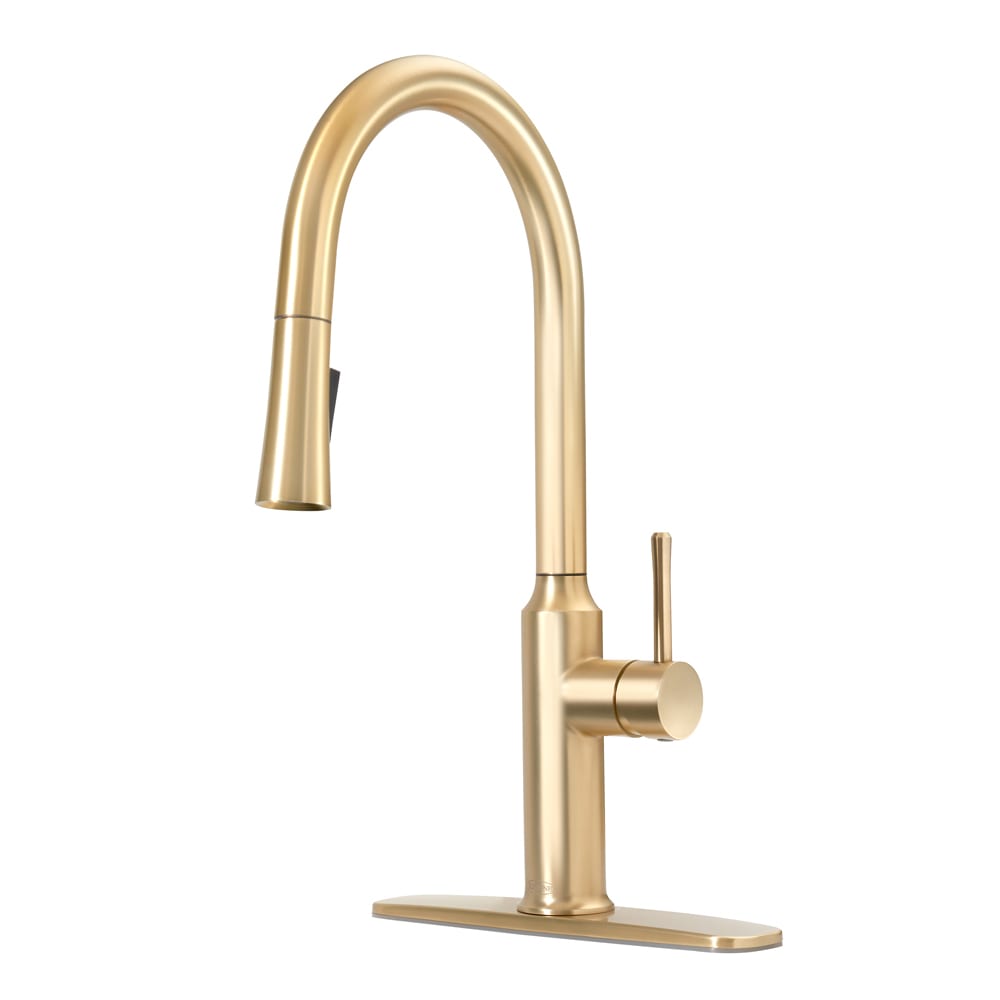 Krowne 19-400G Deck Mount Faucet - 10 1/2" Swivel Gooseneck Spout, Single Hole, Brushed Gold
