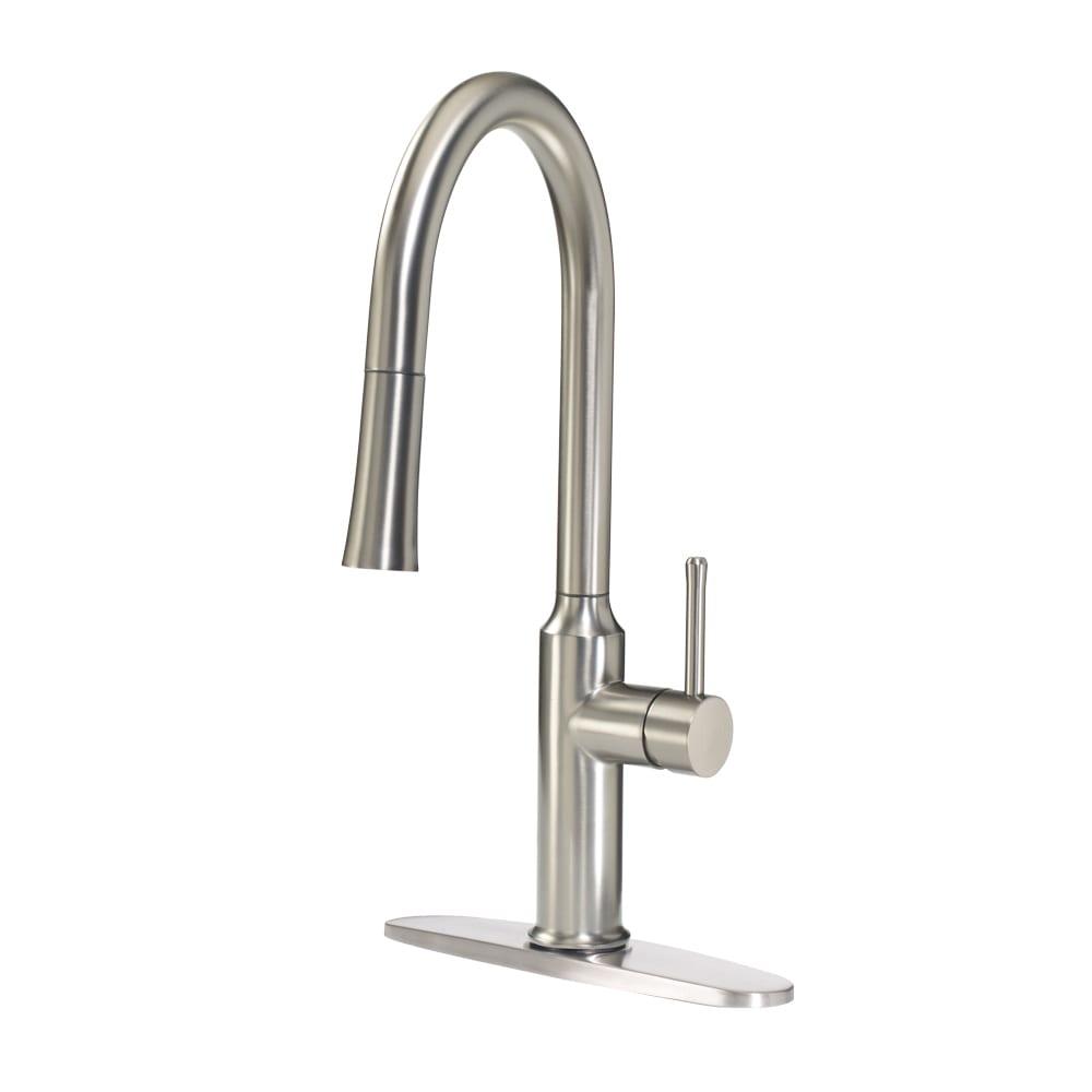 Krowne 19-400S Deck Mount Faucet - 10 1/2" Swivel Gooseneck Spout, Single Hole, Satin