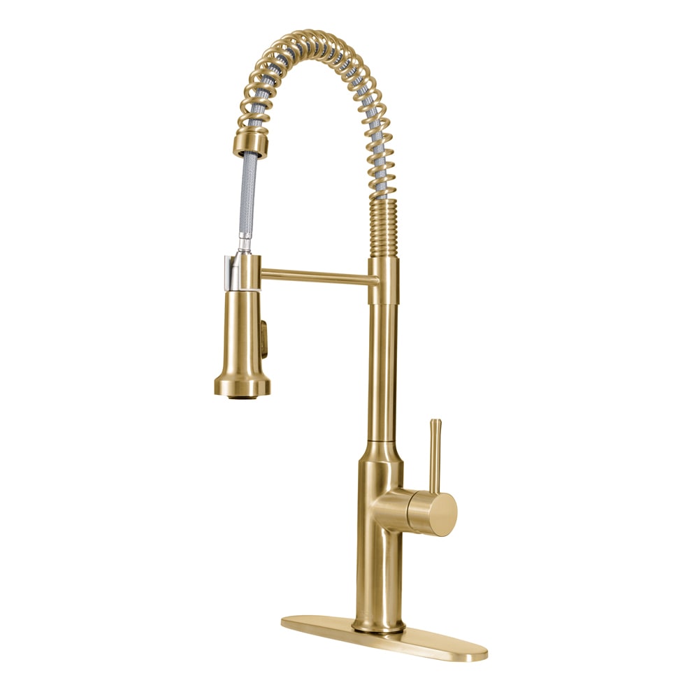 Krowne 19-401G Deck Mount Faucet - 10 1/2" Swivel Gooseneck Spout, Single Hole, Brushed Gold