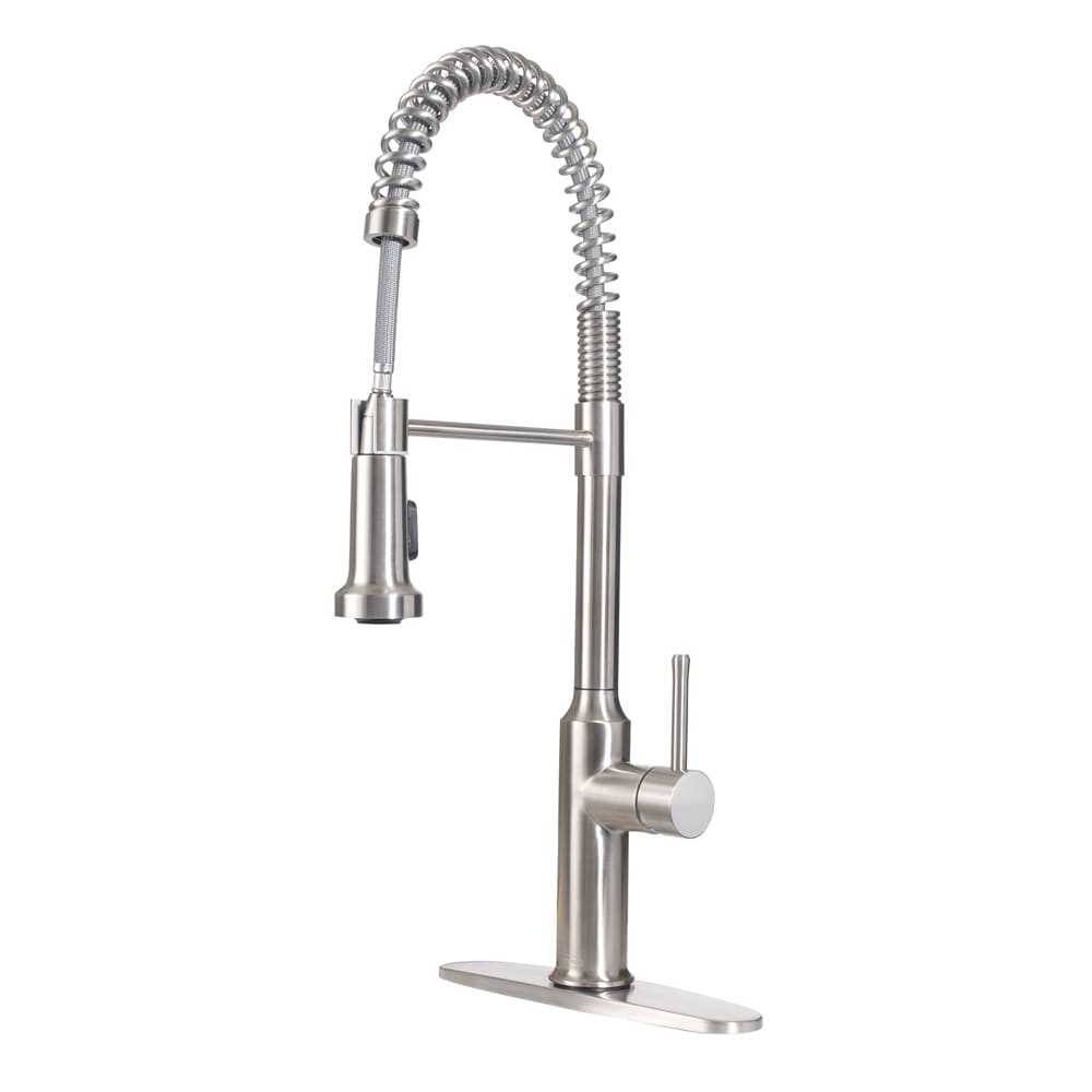 Krowne 19-401S Deck Mount Faucet - 10 1/2" Swivel Gooseneck Spout, Single Hole, Satin