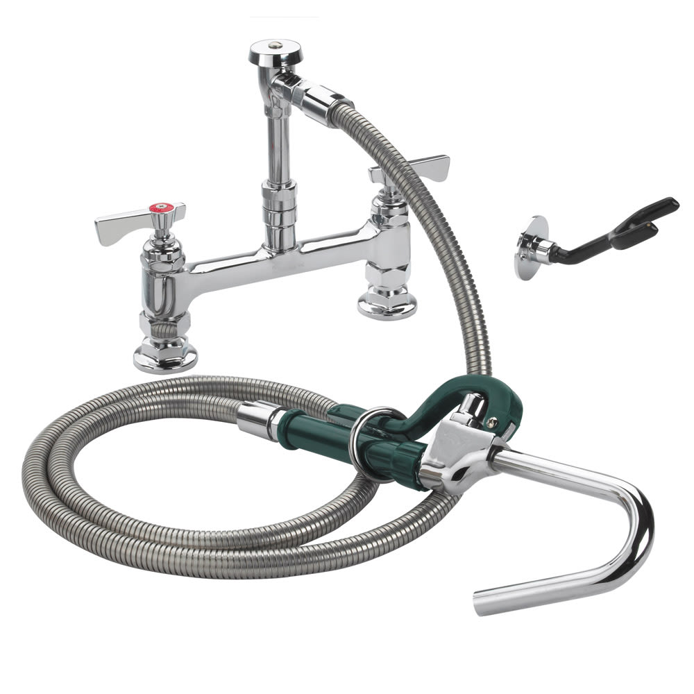 Krowne 20-208L Deck Mount Pot Filler Faucet w/ 72" Hose & Hook Nozzle