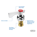Krowne 21-309L Hot Stem Assembly Valve & Handle Repair Kit w/ 1/4 Turn for Royal Series Faucets & Pre-Rinse Units thumbnail 2
