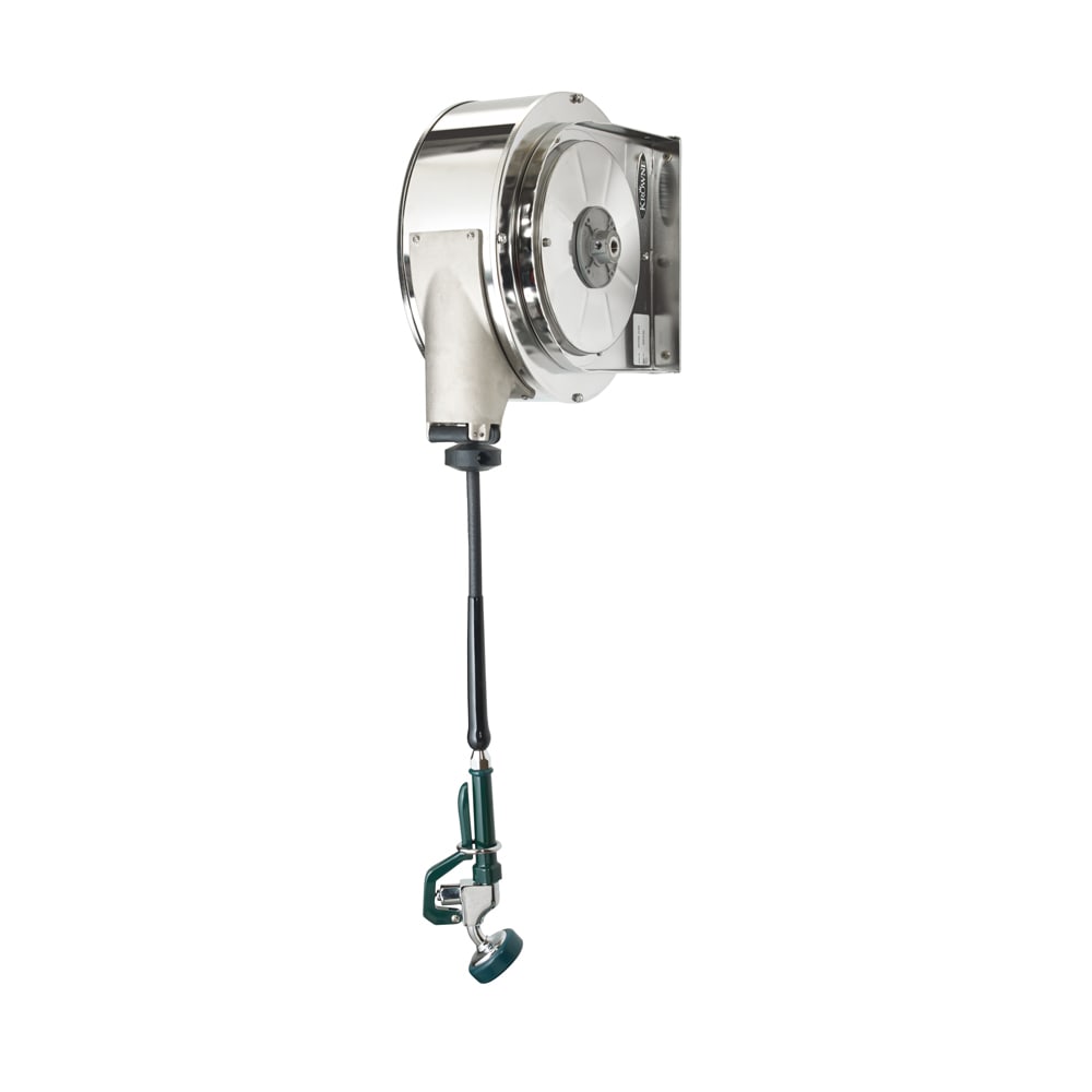 Krowne 24-600 35 ft Enclosed Stainless Hose Reel Assembly, Mounts To Ceiling