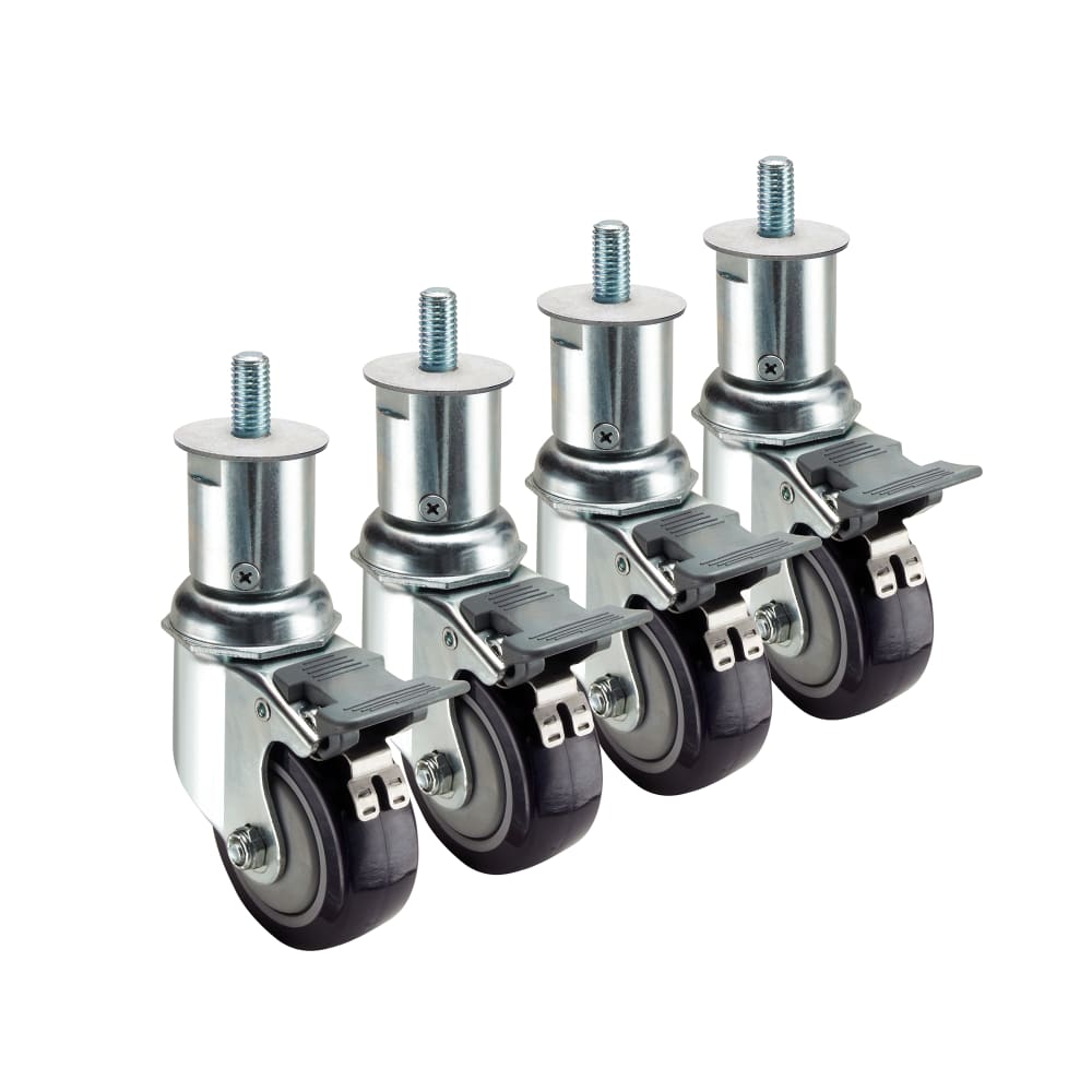 Krowne 28-156S 4 Piece Stem Caster Set w/ 3" Wheels
