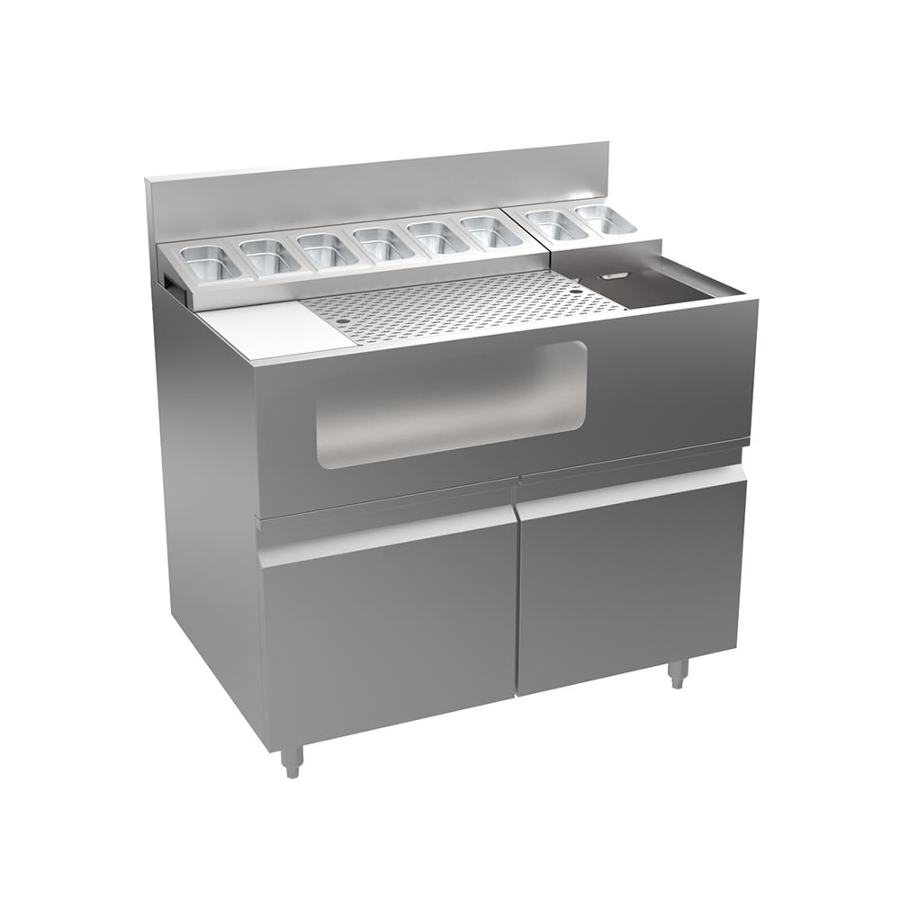 Krowne AL24-LAB38-D 38" Alchemy Series Mise-En-Place Cocktail Station w/ 31 lb Ice Bin, Stainless Steel