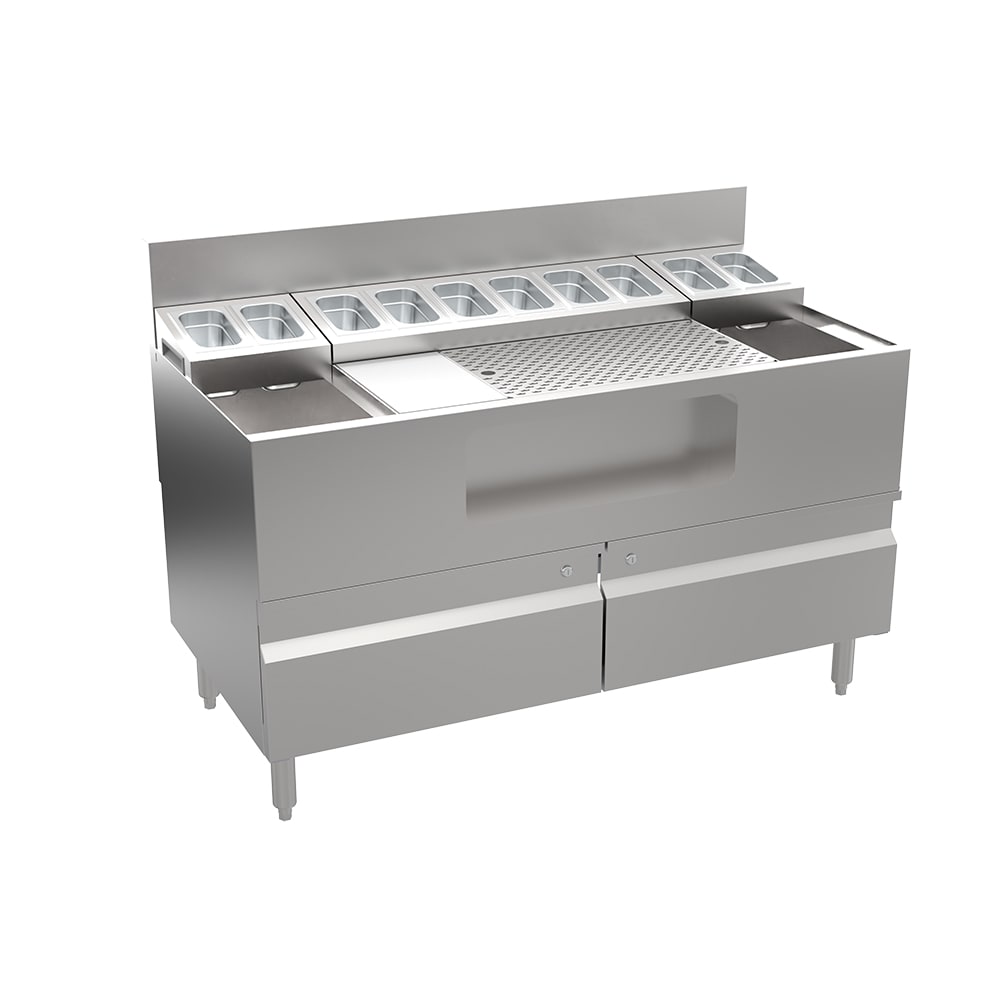 Krowne AL24-LAB48-C 48" Alchemy Series Mise-En-Place Cocktail Station w/ (2) 31 lb Ice Bins, Stainless Steel