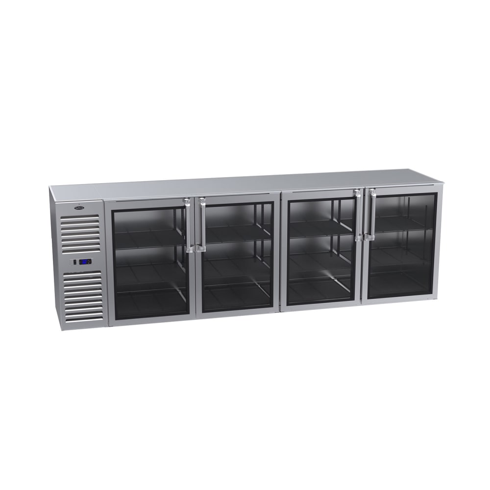 Krowne BS108L-KNS 108" Bar Refrigerator - 4 Swinging Glass Doors, Stainless, 115v