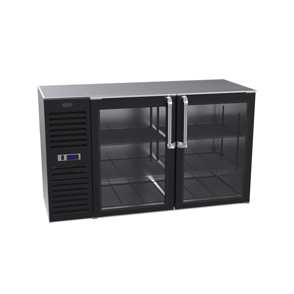 Krowne BS60L-GNS 60" Bar Refrigerator - 2 Swinging Glass Doors, Black, 115v