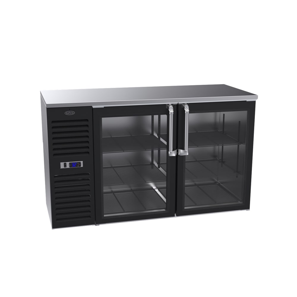Krowne BS60L-GSS 60" Bar Refrigerator - 2 Swinging Glass Doors, Black, 115v
