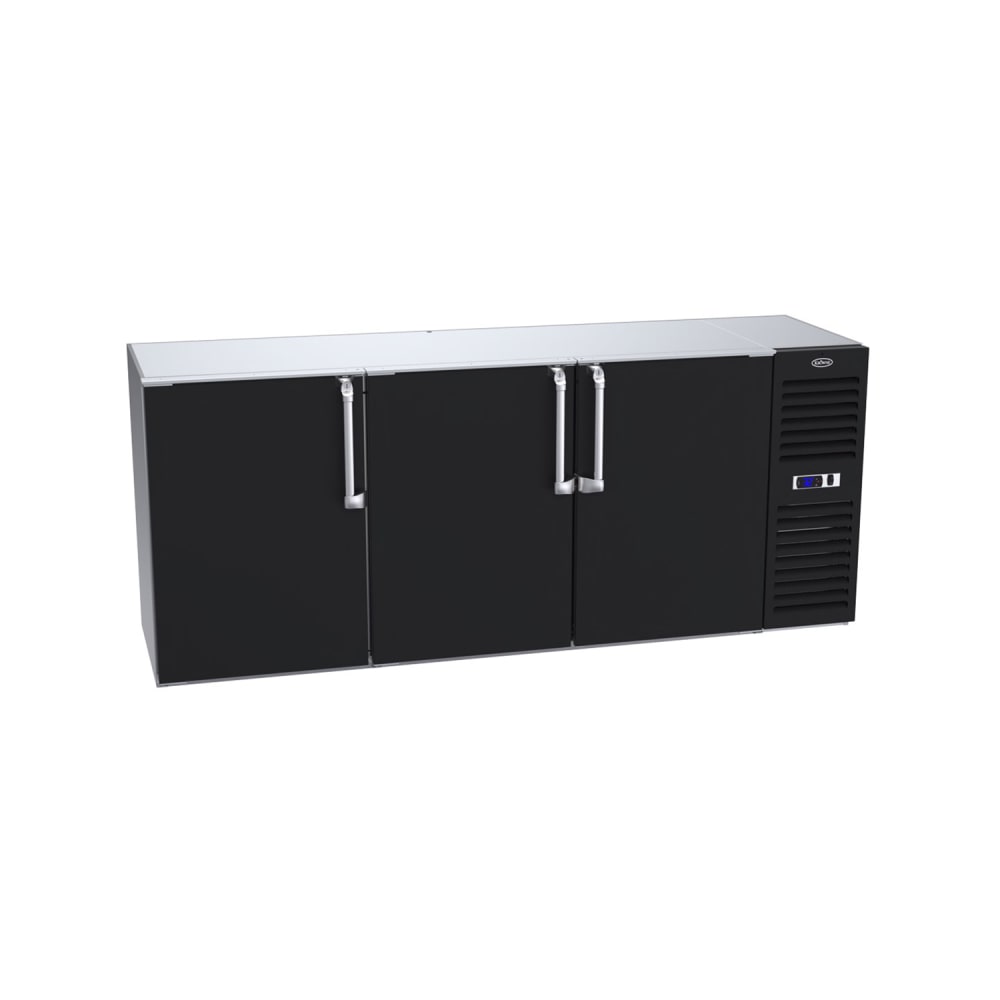 Krowne BS84R-BNS 84" Bar Refrigerator - 3 Swinging Solid Doors, Black, 115v