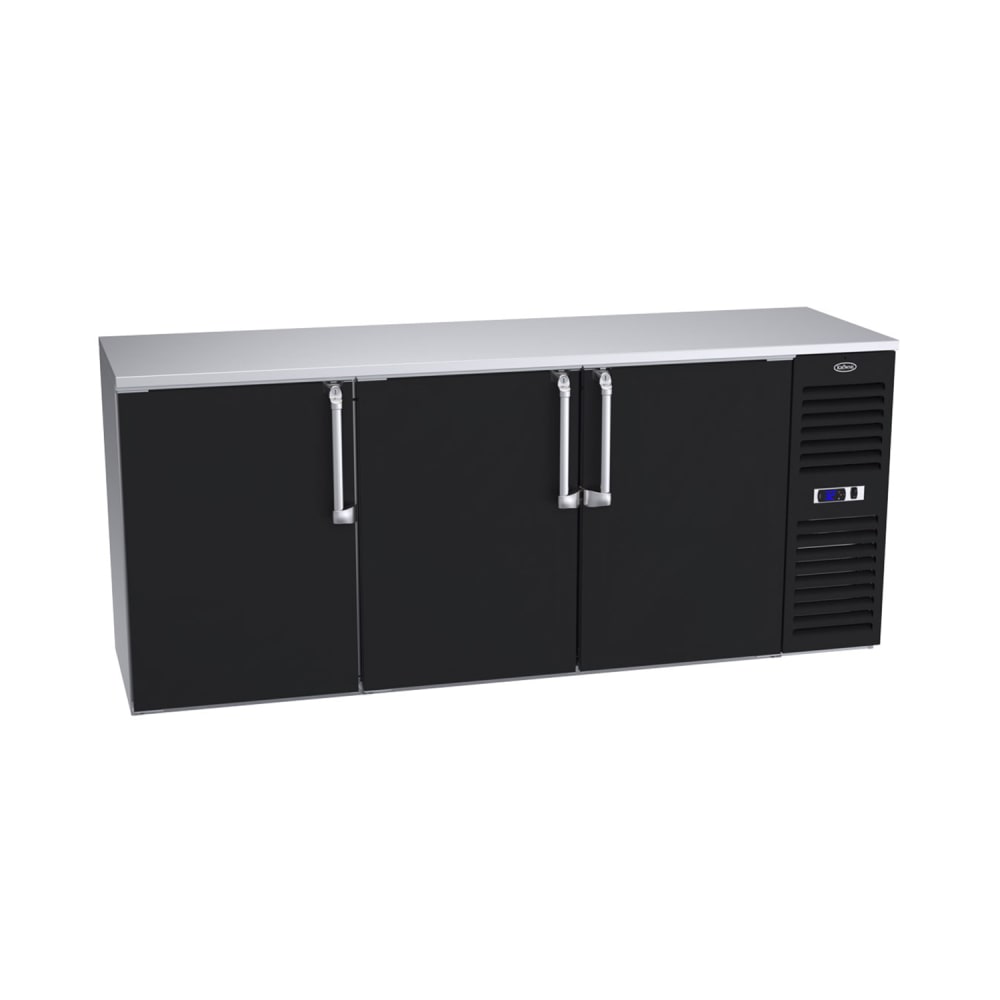 Krowne BS84R-BSS 84" Bar Refrigerator - 3 Swinging Solid Doors, Black, 115v