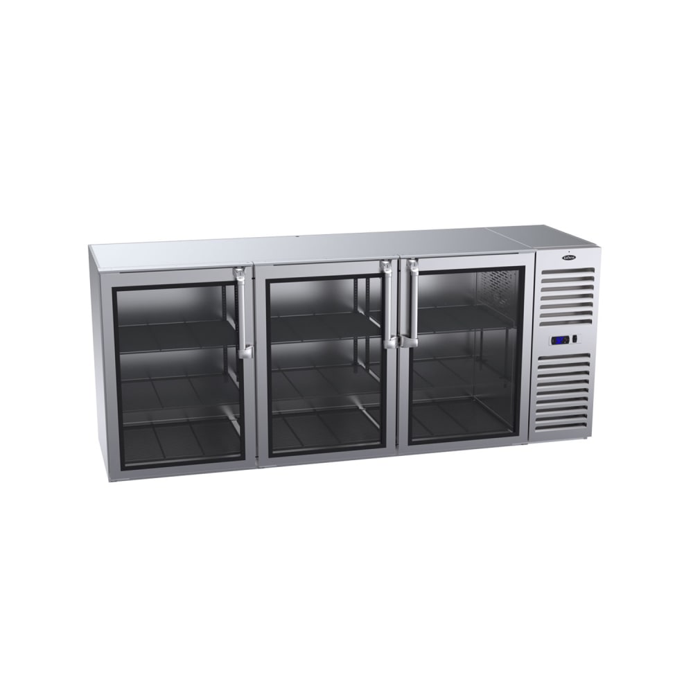 Krowne BS84R-KNS 84" Bar Refrigerator - 3 Swinging Glass Doors, Stainless, 115v