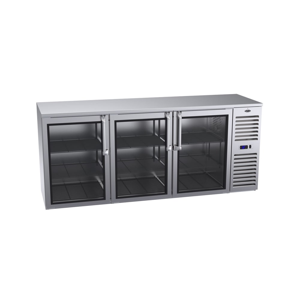 Krowne BS84R-KSS 84" Bar Refrigerator - 3 Swinging Glass Doors, Stainless, 115v