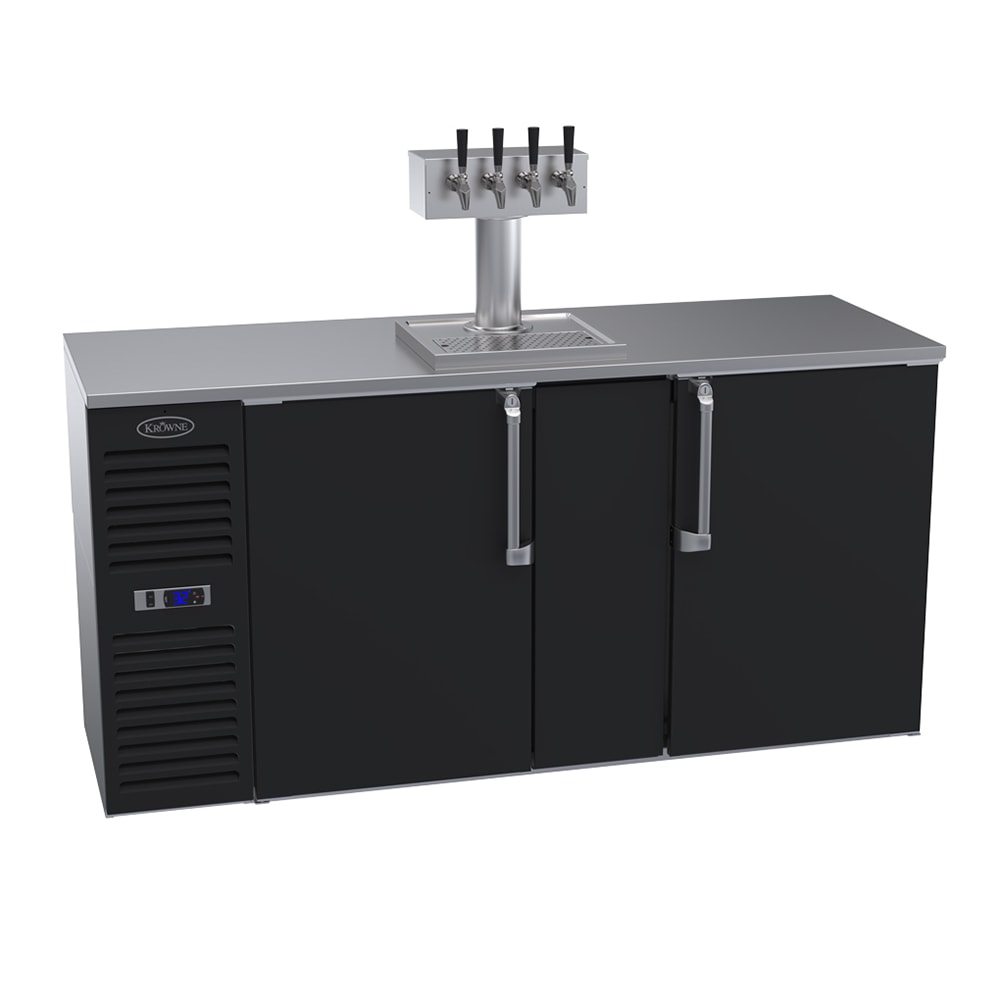 Krowne DB72L 72" Kegerator Beer Dispenser w/ (3) Keg Capacity - (1) Column, Black, 115v