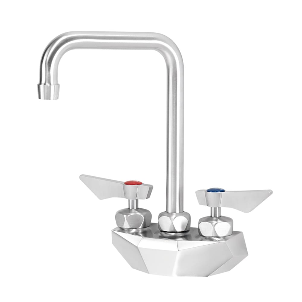 Krowne DX-401 Wall Mount Faucet w/ 6" Double Bend Gooseneck Spout - 4" Centers