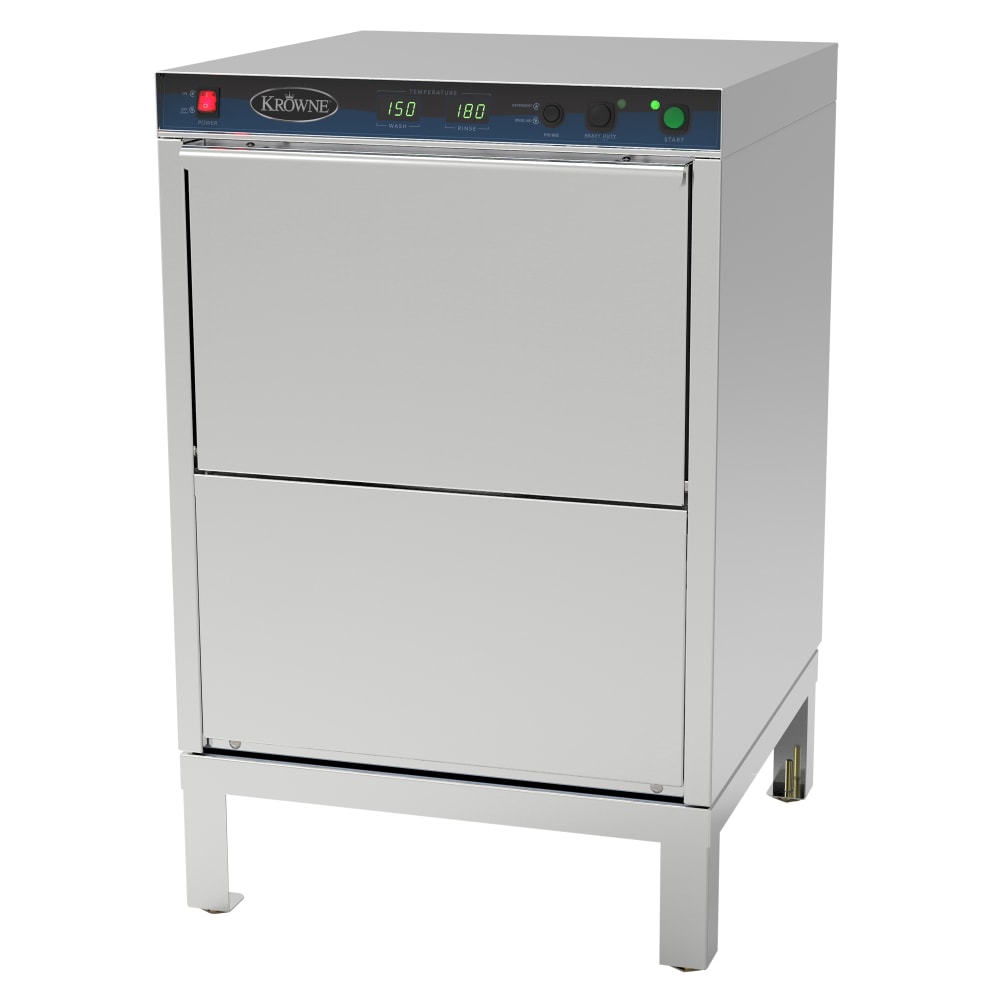 Krowne GWH-24 High Temp Rack Underbar Glass Washer w/ 25 Racks/hr Capacity, Built-in Booster, 208v/1ph