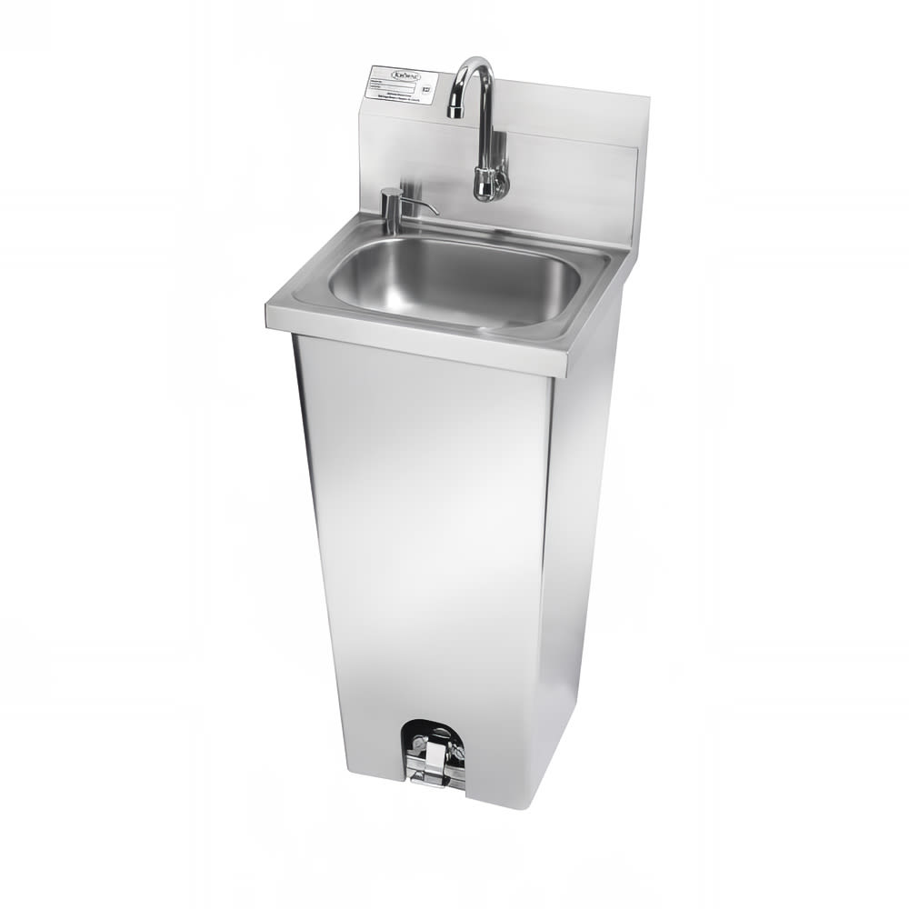 Krowne HS-14 Pedestal Commercial Touchless Hand Sink w/ 14"L x 10"W x 5"D Bowl, Pedal Valve