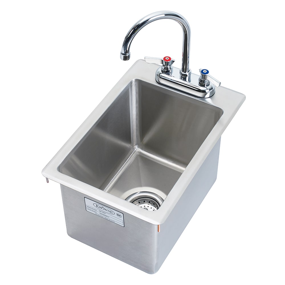 Krowne HS-1419 Drop-in Commercial Hand Sink w/ 10 3/8"L x 14"W x 9"D Bowl, Gooseneck Faucet