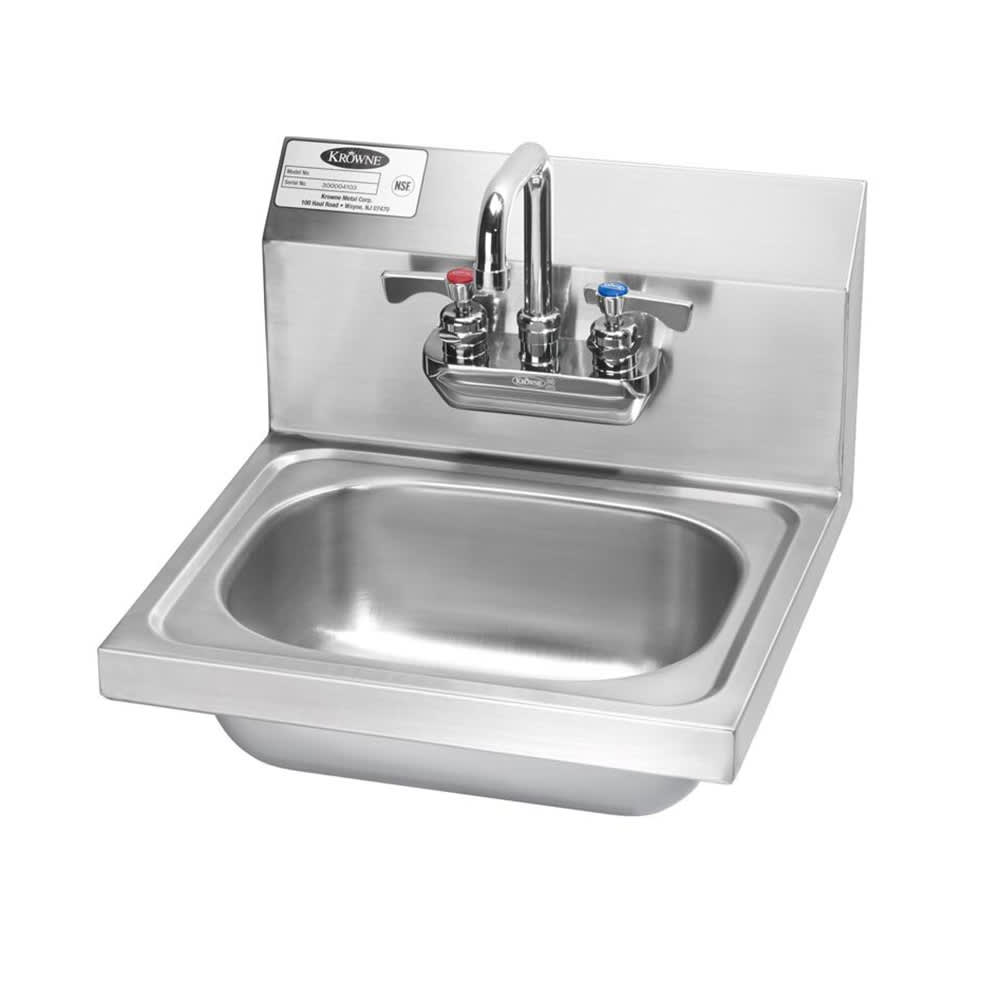 Krowne HS-22 Wall Mount Commercial Hand Sink w/ 14"L x 10"W x 6"D Bowl, Gooseneck Faucet